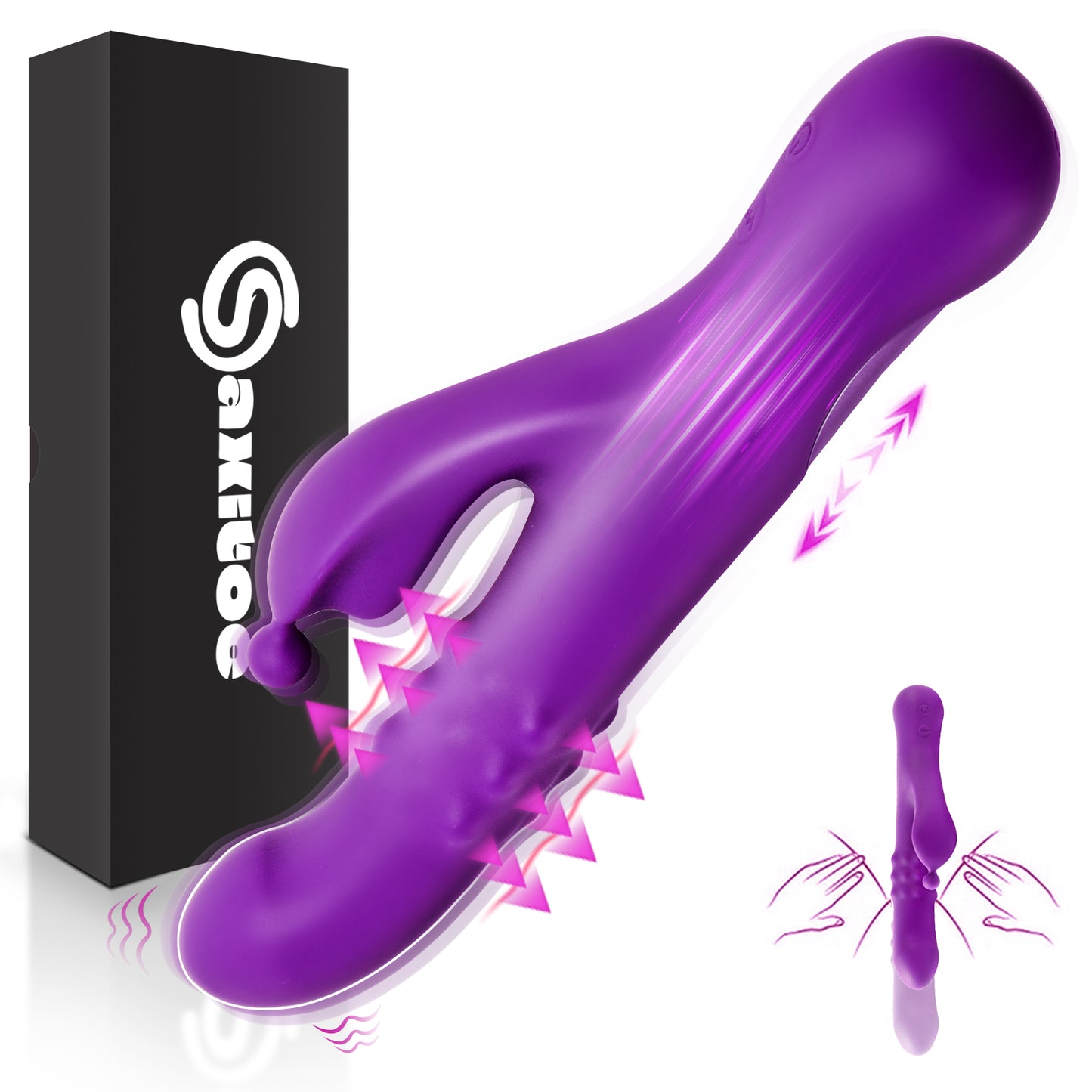 Rabbit Vibrator Sex Toys with Expansion Function Wand & Finger Vibrator