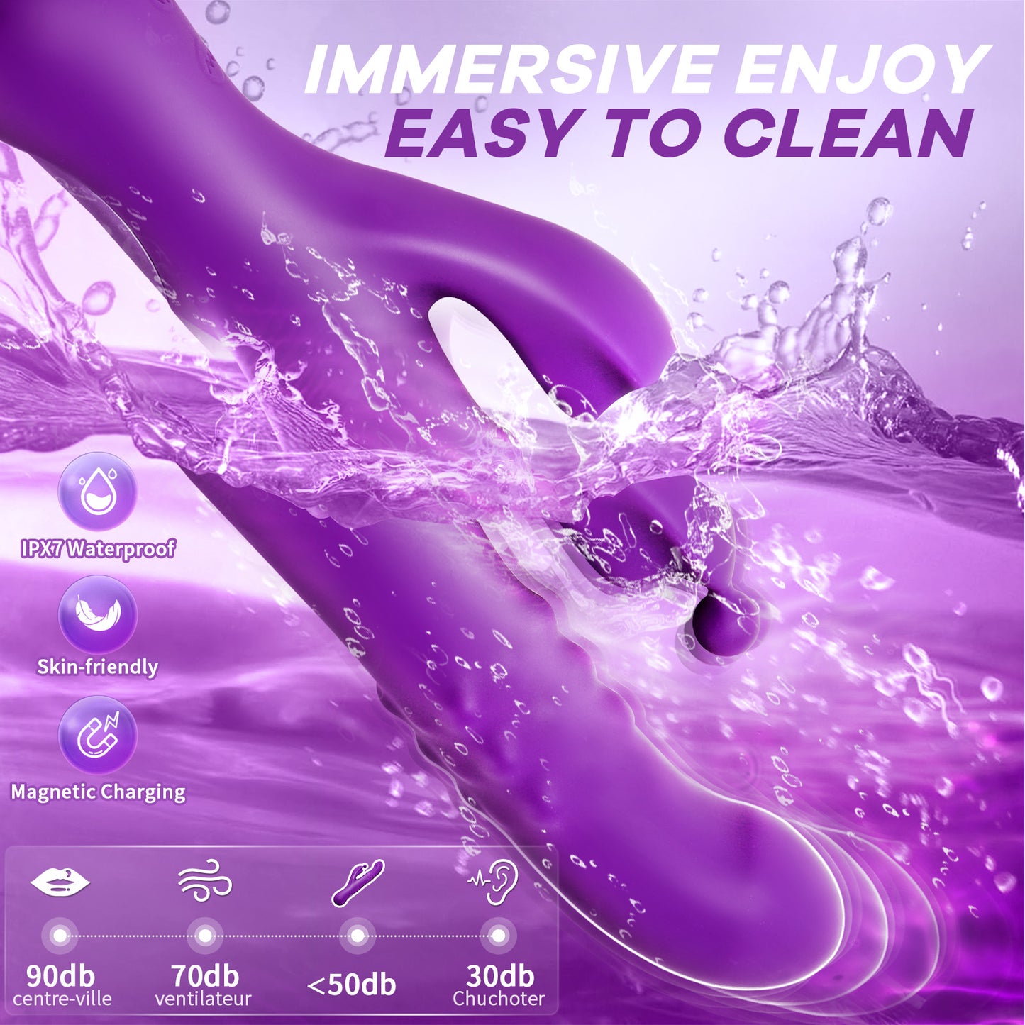 Rabbit Vibrator Sex Toys with Expansion Function Wand & Finger Vibrator