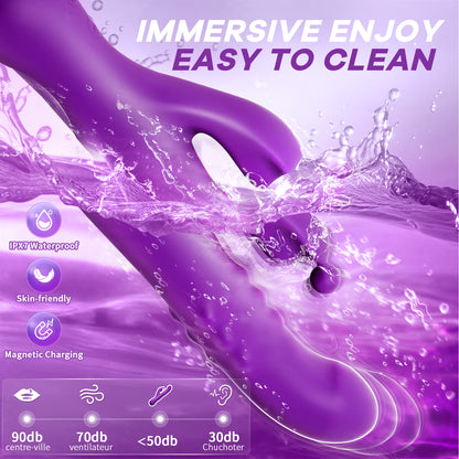 Rabbit Vibrator Sex Toys with Expansion Function Wand & Finger Vibrator