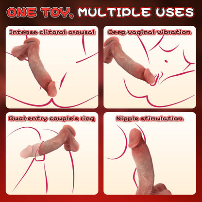5.9-10.82 inch Insertable Realistic Dildo Vibrator with Strong Suction Cup
