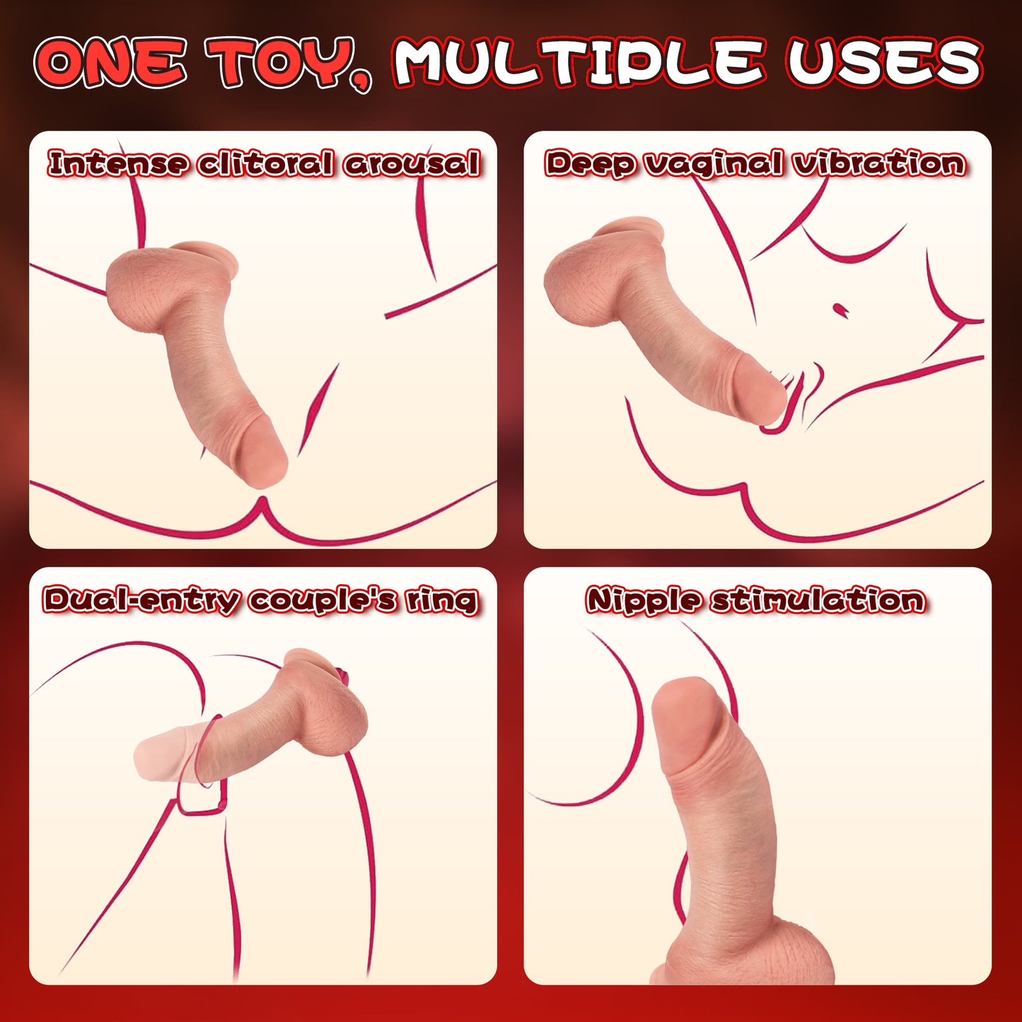 5.9-10.82 inch Insertable Realistic Dildo Vibrator with Strong Suction Cup