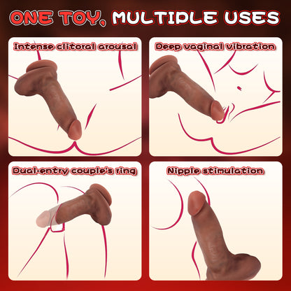 5.9-10.82 inch Insertable Realistic Dildo Vibrator with Strong Suction Cup
