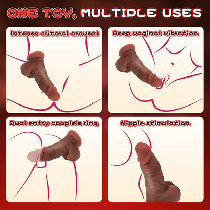 5.9-10.82 inch Insertable Realistic Dildo Vibrator with Strong Suction Cup