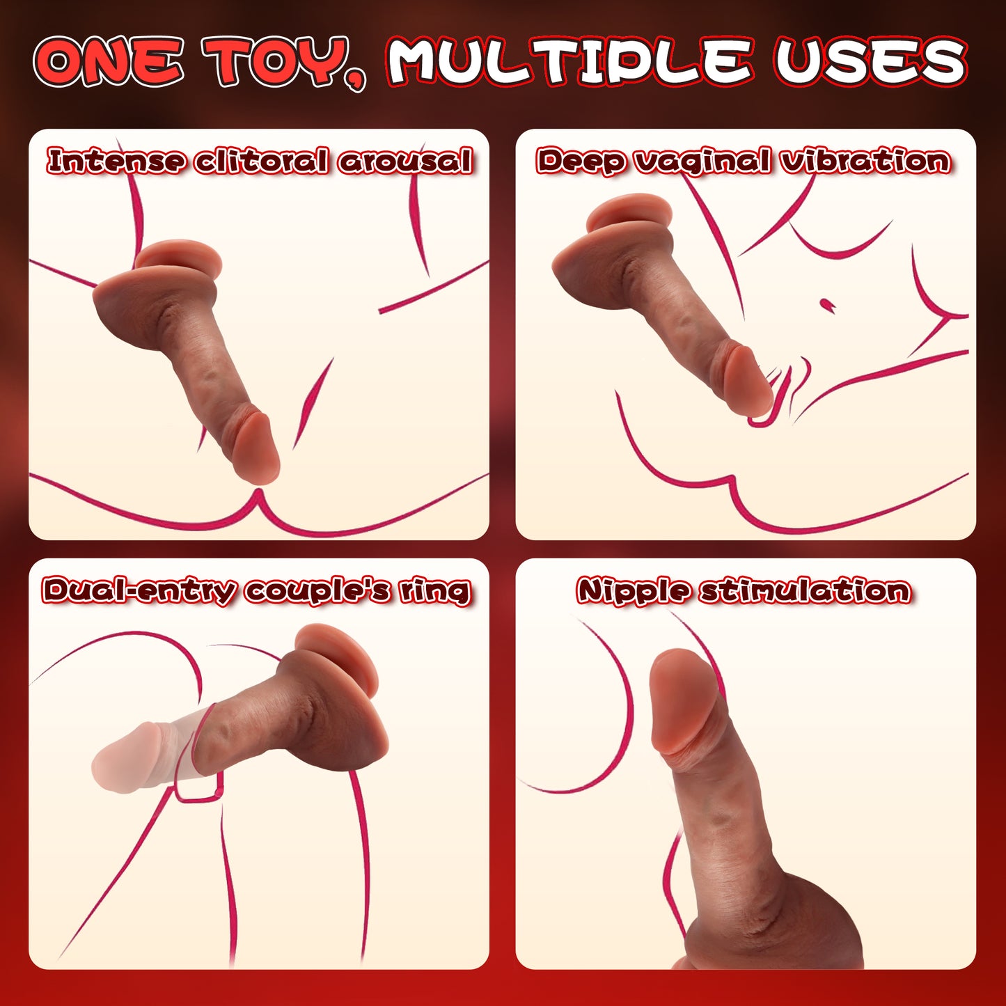 5.9-10.82 inch Insertable Realistic Dildo Vibrator with Strong Suction Cup