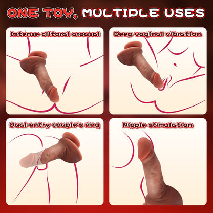 5.9-10.82 inch Insertable Realistic Dildo Vibrator with Strong Suction Cup