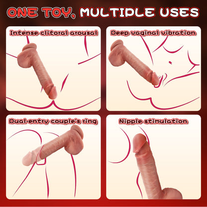 5.9-10.82 inch Insertable Realistic Dildo Vibrator with Strong Suction Cup