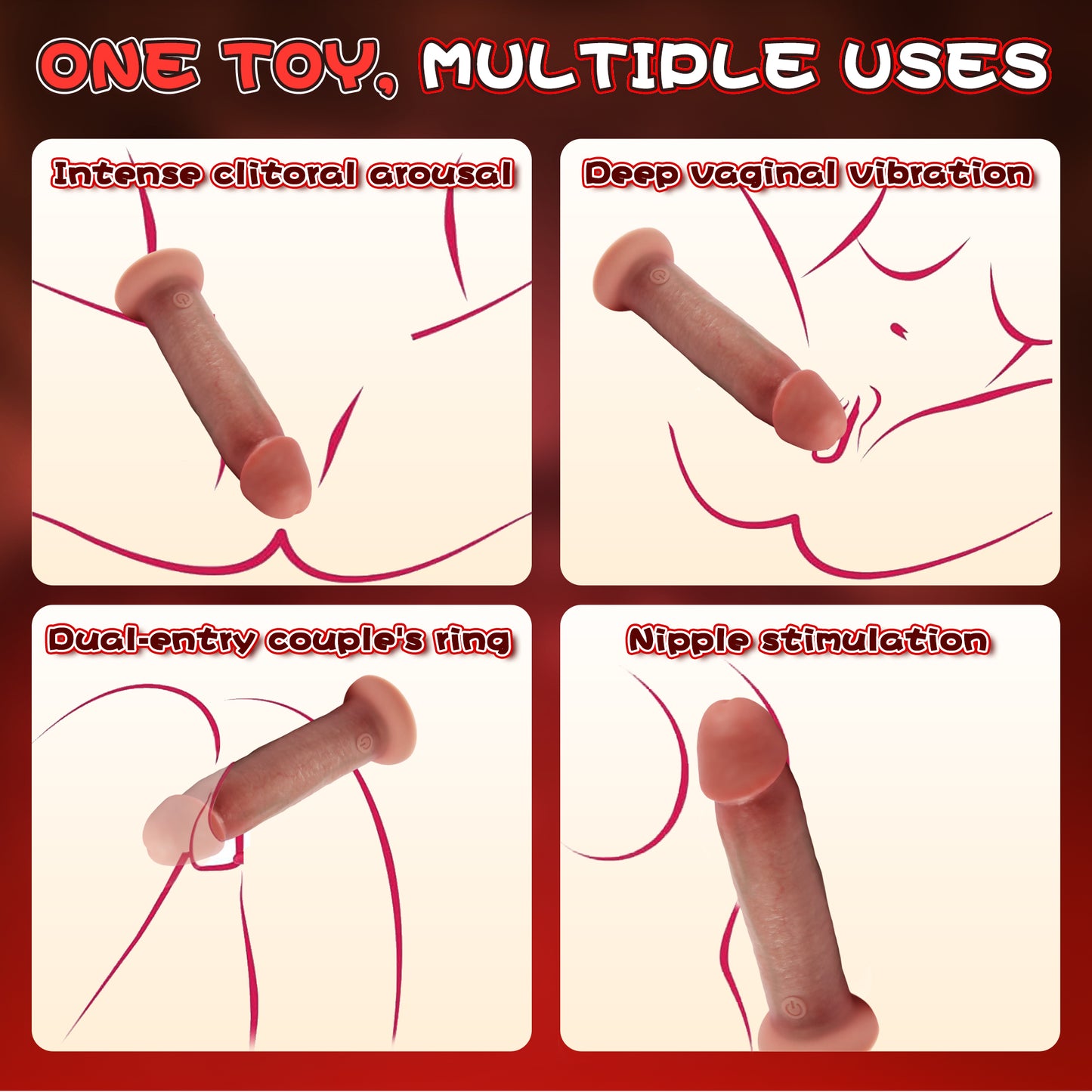5.9-10.82 inch Insertable Realistic Dildo Vibrator with Strong Suction Cup