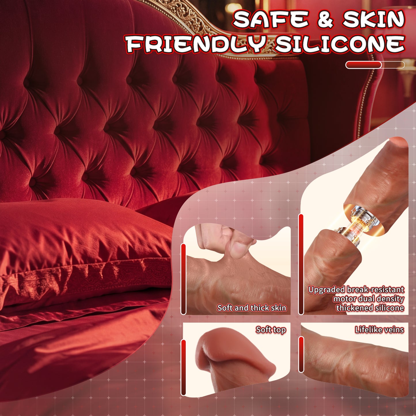 5.9-10.82 inch Insertable Realistic Dildo Vibrator with Strong Suction Cup