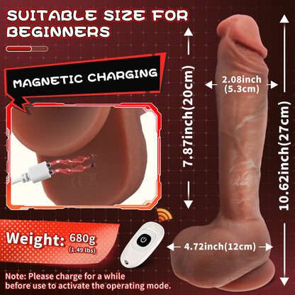 5.9-10.82 inch Insertable Realistic Dildo Vibrator with Strong Suction Cup