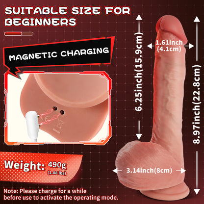 5.9-10.82 inch Insertable Realistic Dildo Vibrator with Strong Suction Cup