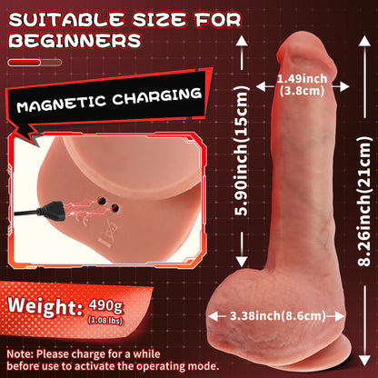 5.9-10.82 inch Insertable Realistic Dildo Vibrator with Strong Suction Cup