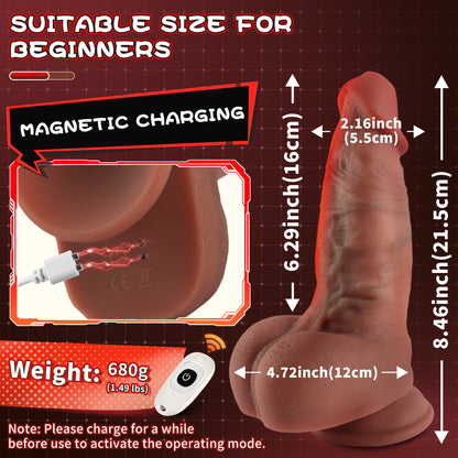 5.9-10.82 inch Insertable Realistic Dildo Vibrator with Strong Suction Cup