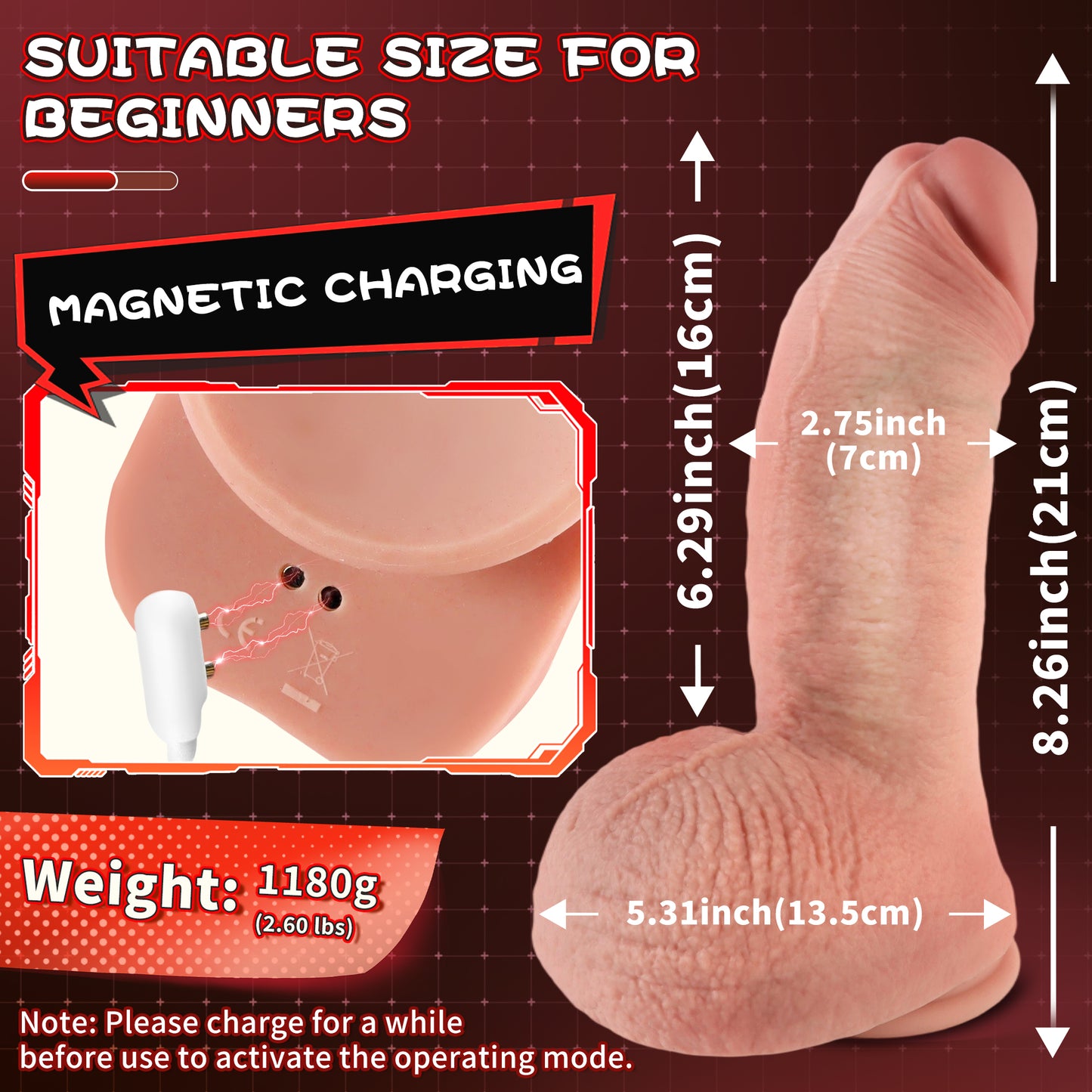5.9-10.82 inch Insertable Realistic Dildo Vibrator with Strong Suction Cup