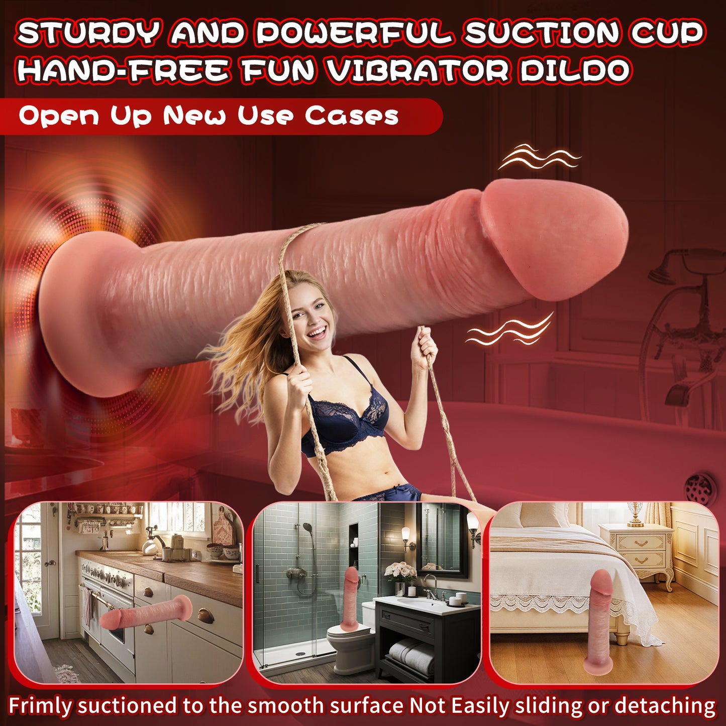 5.9-10.82 inch Insertable Realistic Dildo Vibrator with Strong Suction Cup