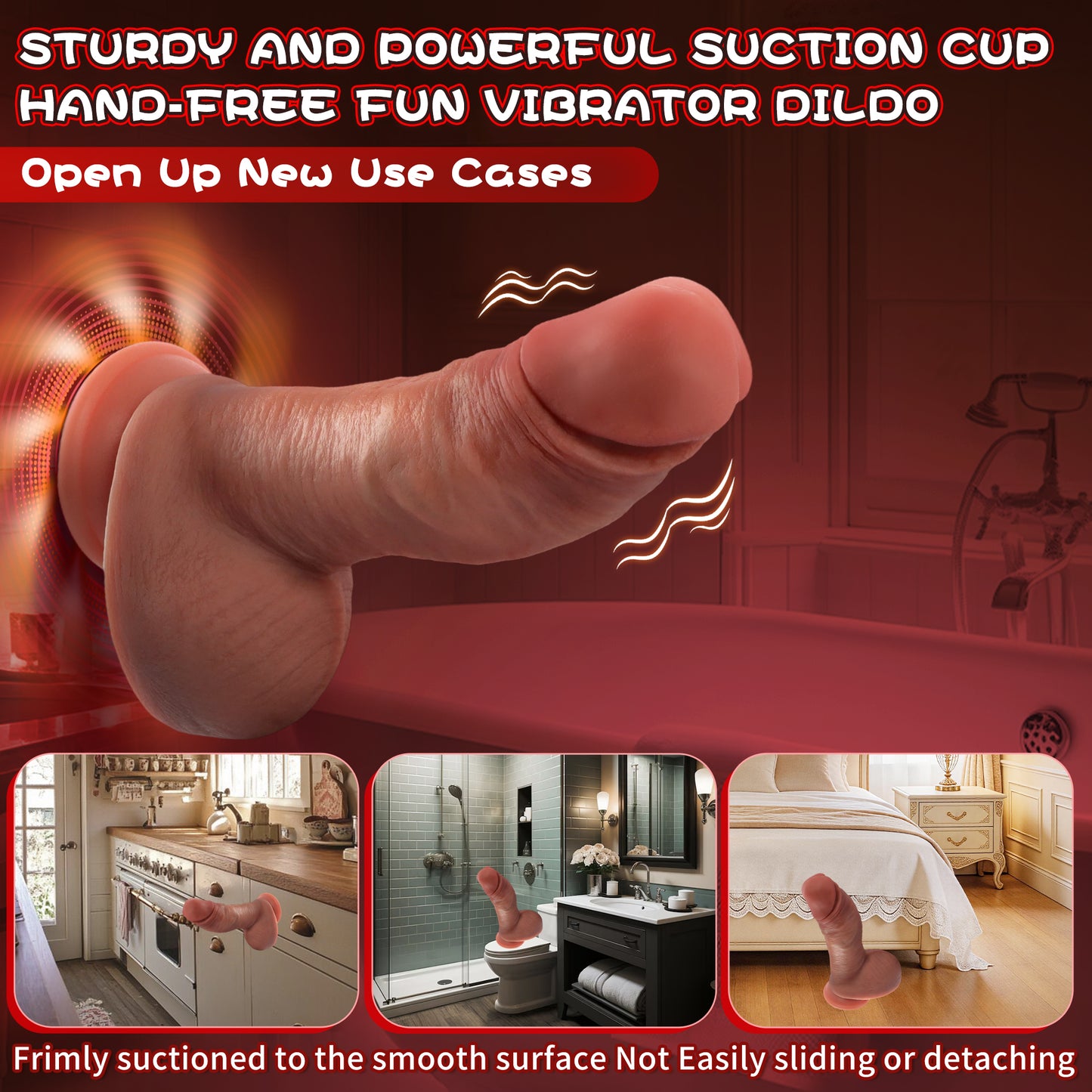 5.9-10.82 inch Insertable Realistic Dildo Vibrator with Strong Suction Cup