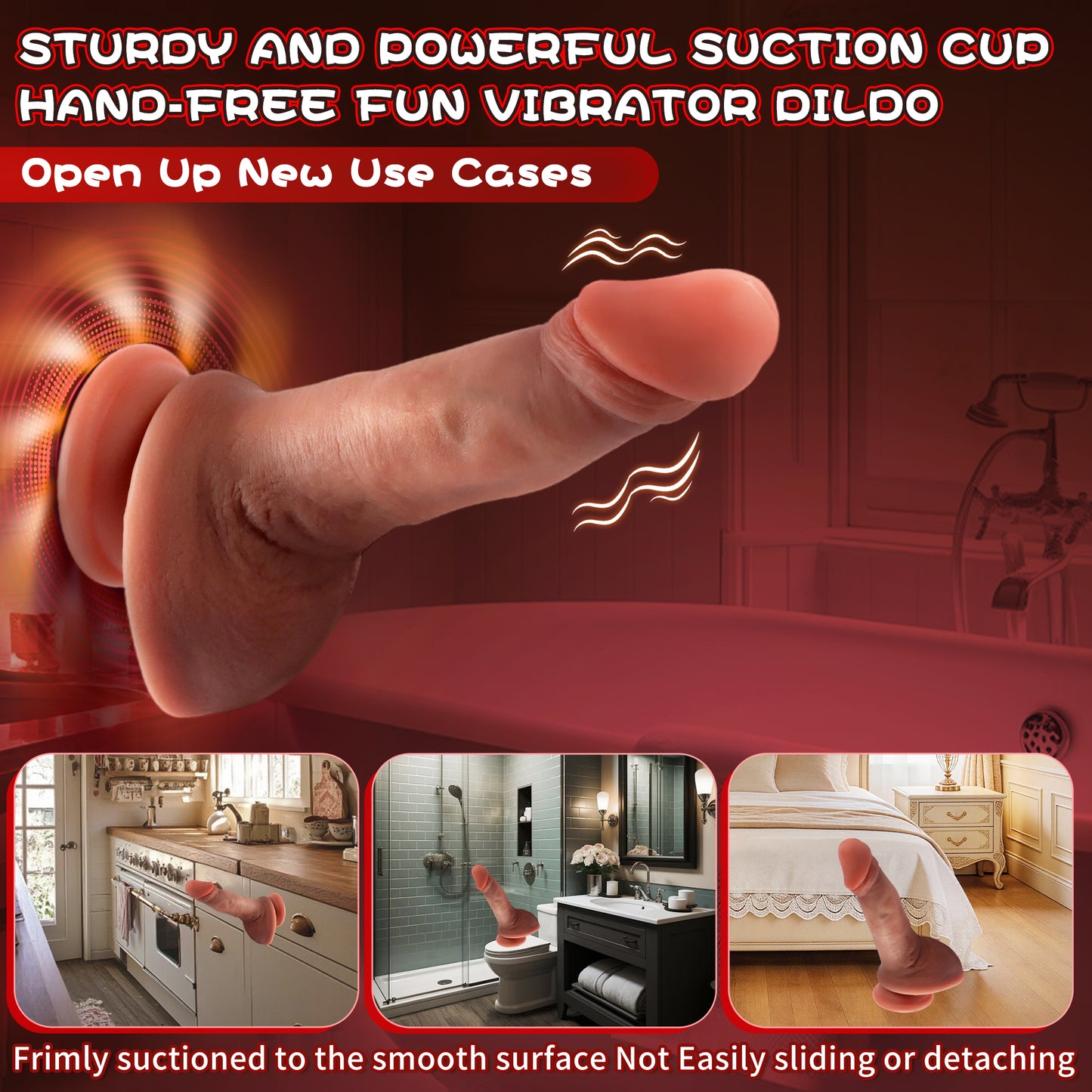 5.9-10.82 inch Insertable Realistic Dildo Vibrator with Strong Suction Cup