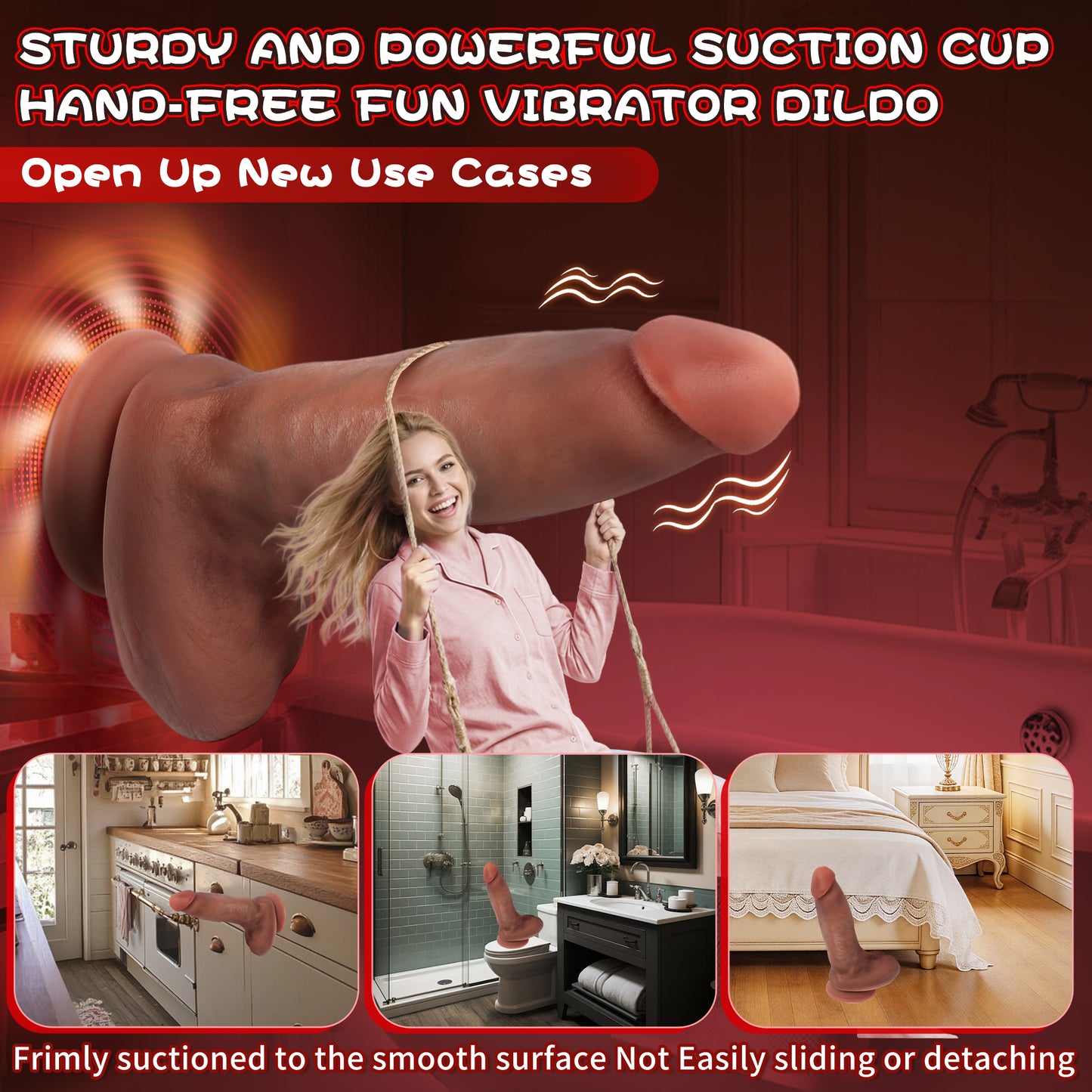 5.9-10.82 inch Insertable Realistic Dildo Vibrator with Strong Suction Cup