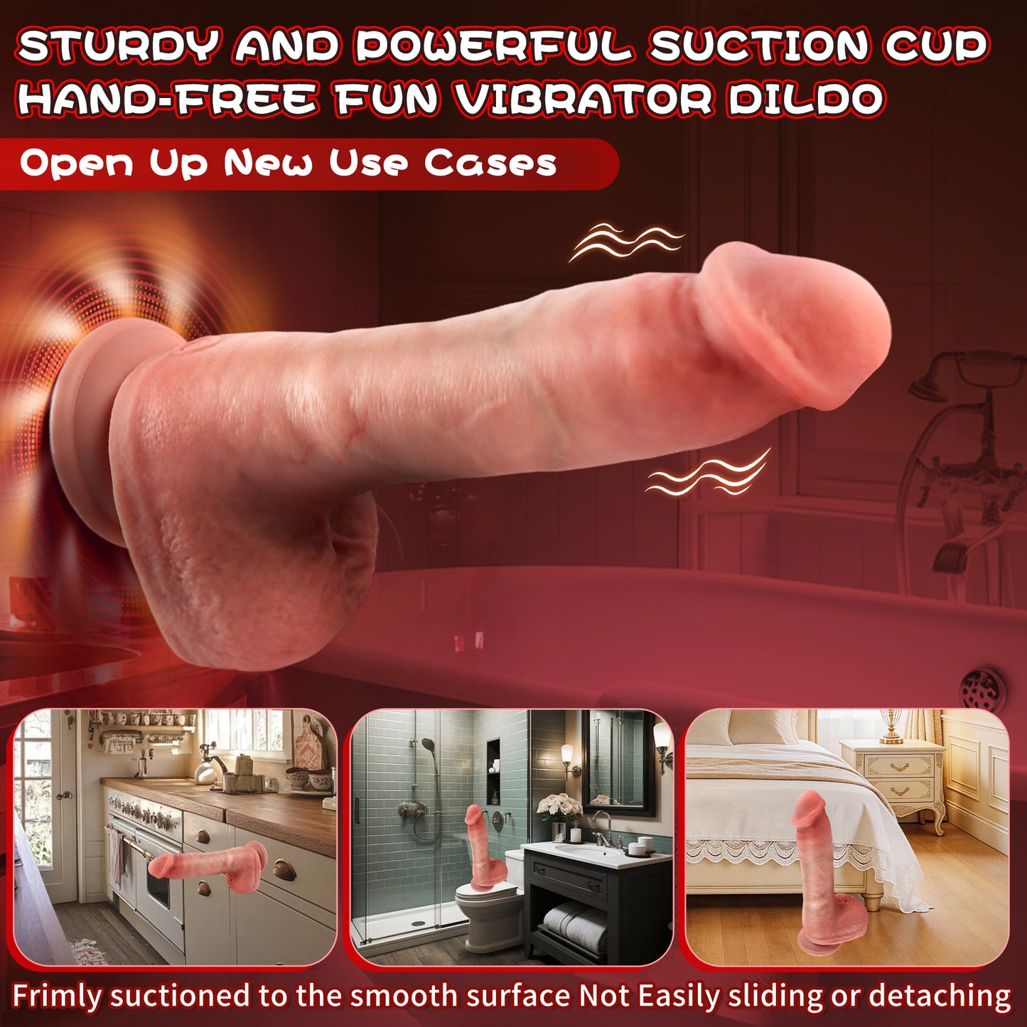 5.9-10.82 inch Insertable Realistic Dildo Vibrator with Strong Suction Cup
