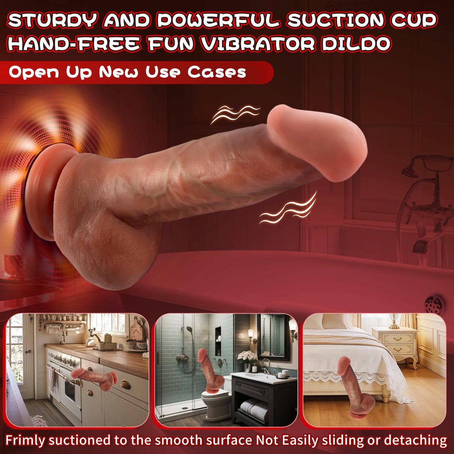 5.9-10.82 inch Insertable Realistic Dildo Vibrator with Strong Suction Cup