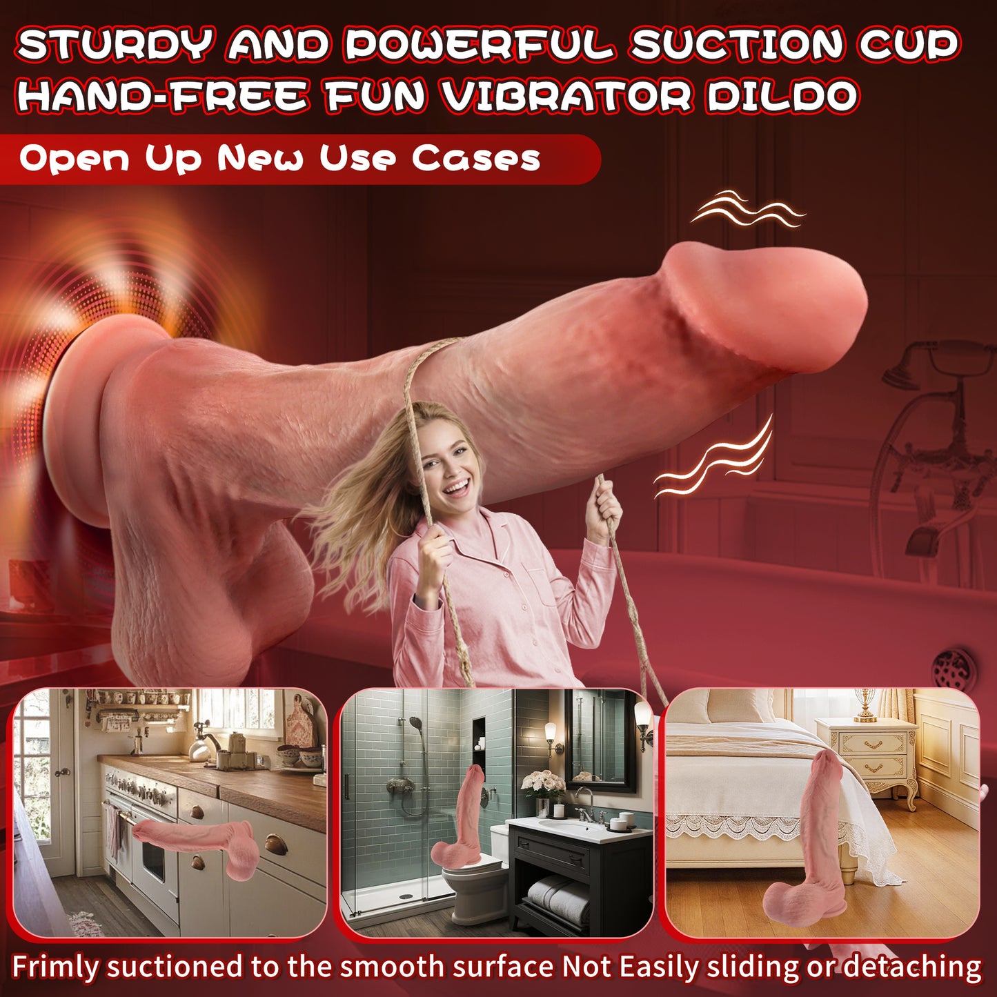 5.9-10.82 inch Insertable Realistic Dildo Vibrator with Strong Suction Cup