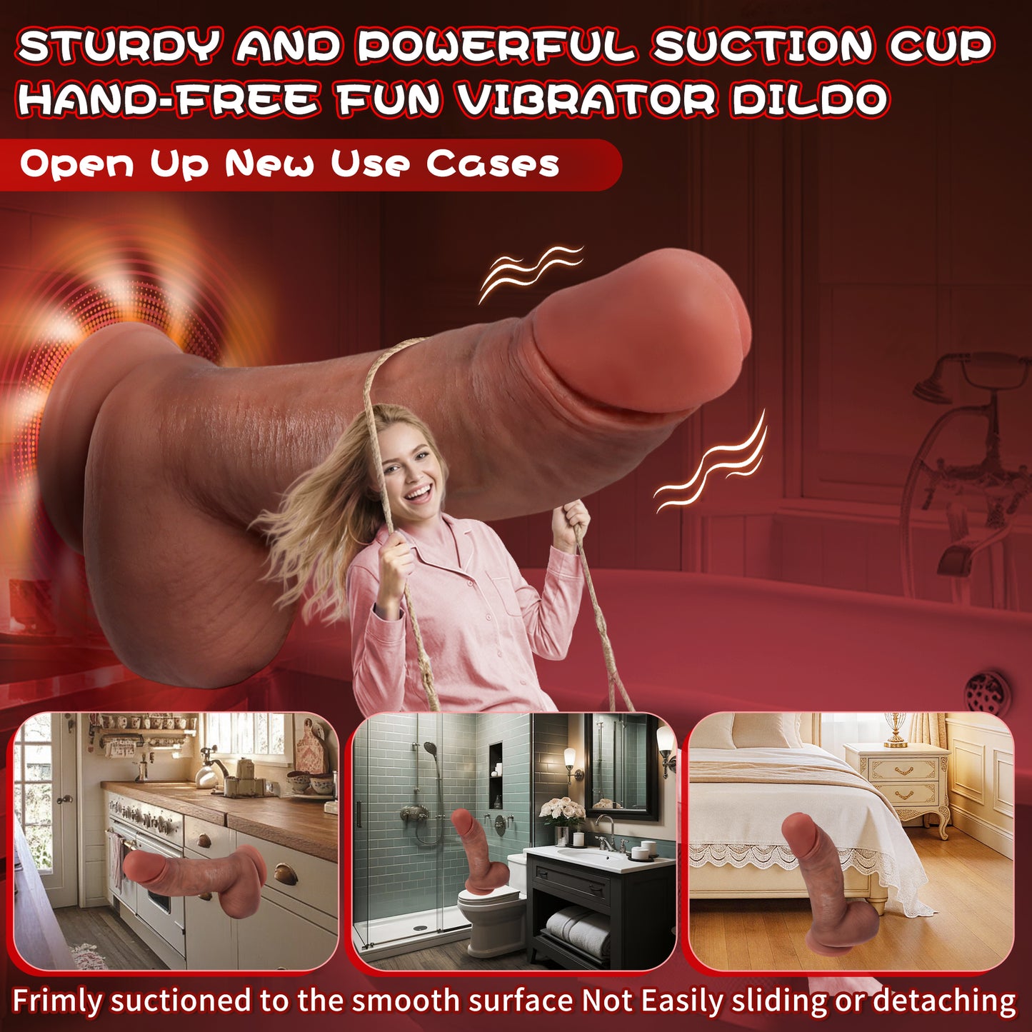 5.9-10.82 inch Insertable Realistic Dildo Vibrator with Strong Suction Cup