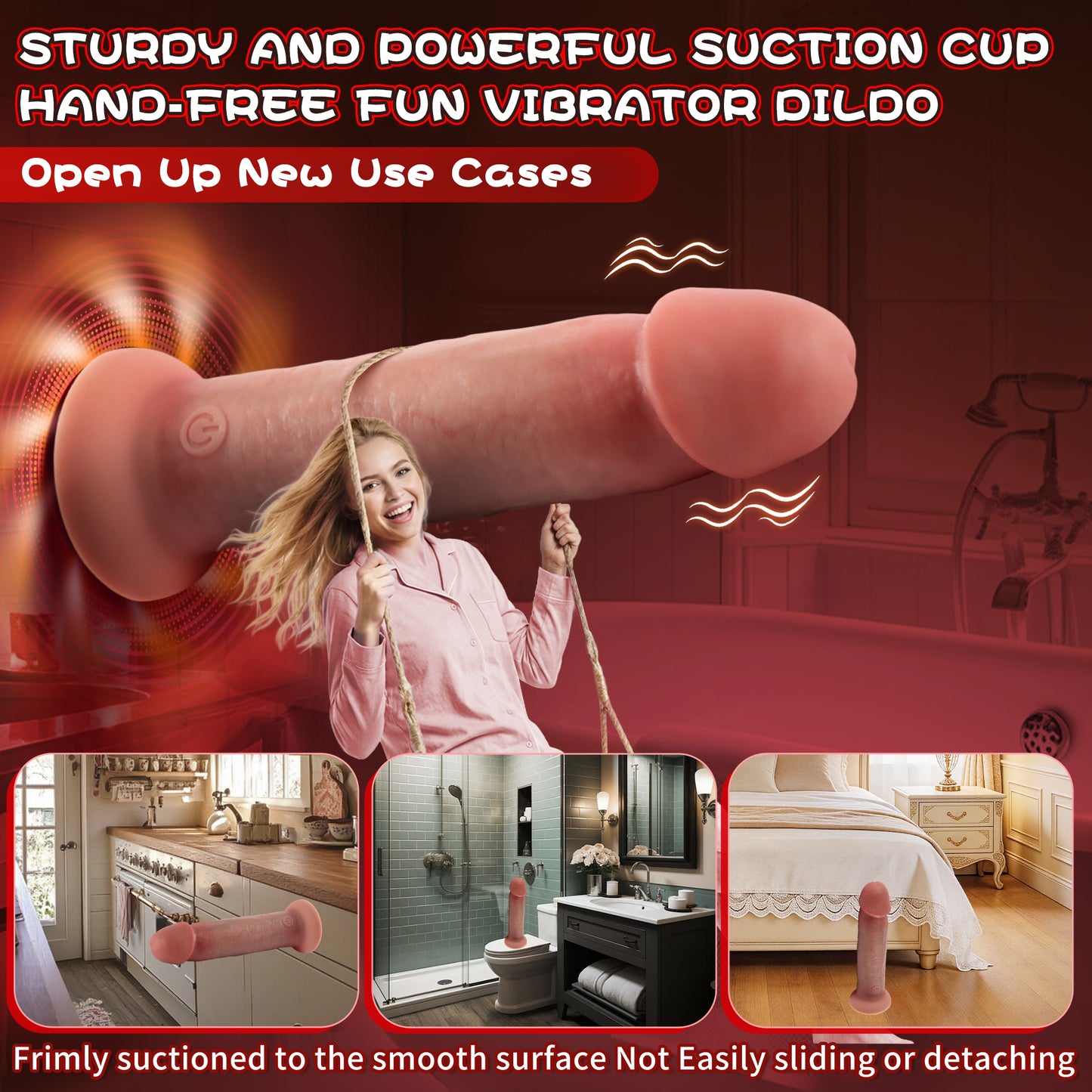 5.9-10.82 inch Insertable Realistic Dildo Vibrator with Strong Suction Cup
