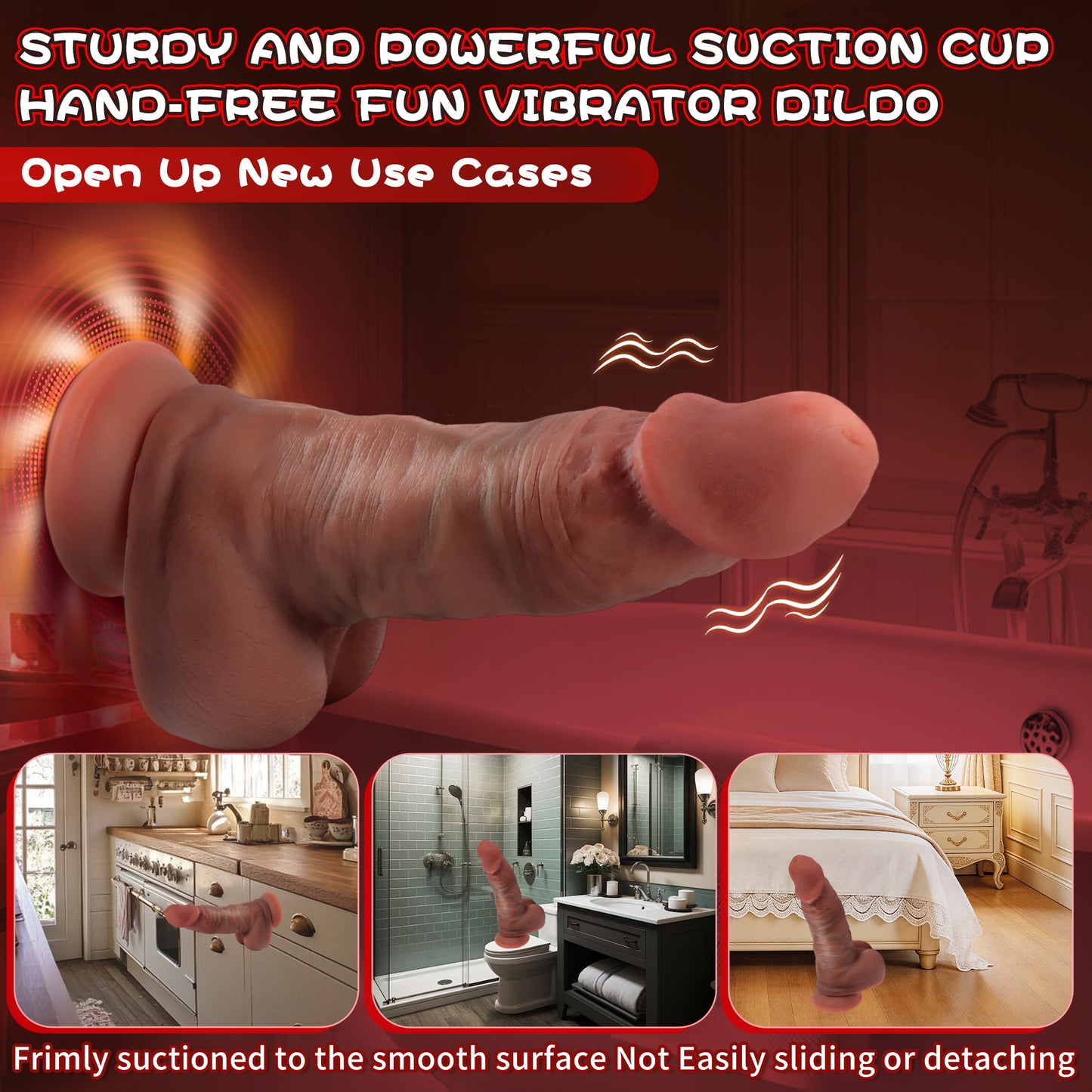 5.9-10.82 inch Insertable Realistic Dildo Vibrator with Strong Suction Cup