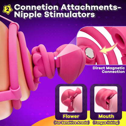 Rabbit Vibrators with Expansion Function Wand & Nipple Vibrator Adult Women Sex Toys, 10 Vibration APP Remote Control,Stimulation Massager for Solo Couples