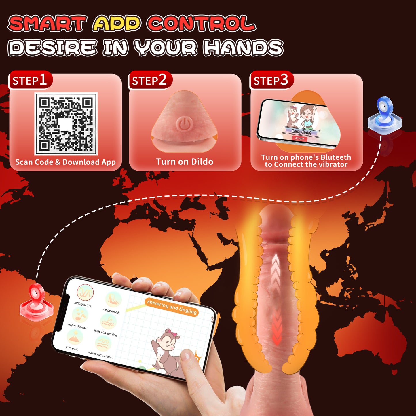 5.9-10.82 inch Insertable Realistic Dildo Vibrator with Strong Suction Cup