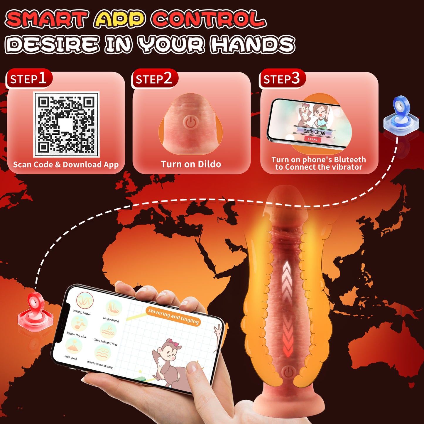 5.9-10.82 inch Insertable Realistic Dildo Vibrator with Strong Suction Cup