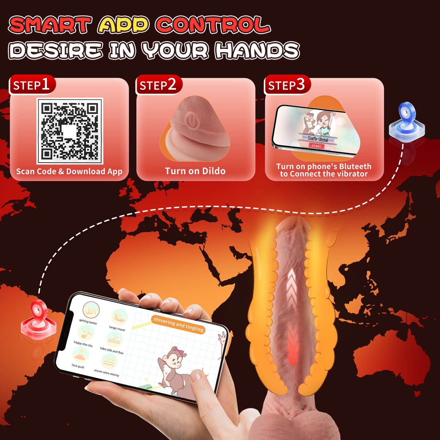 5.9-10.82 inch Insertable Realistic Dildo Vibrator with Strong Suction Cup